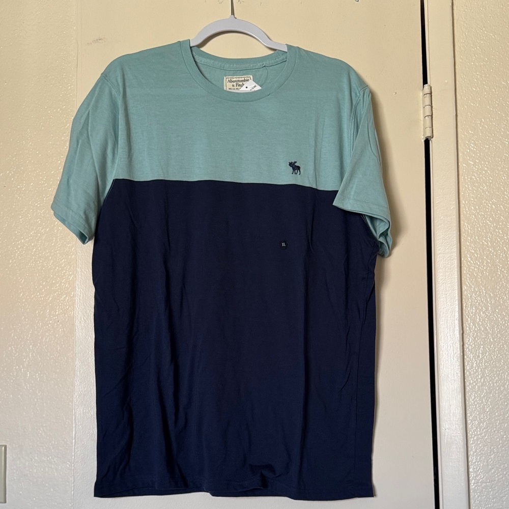 Abercrombie & Fitch Teal and Navy Short Sleeve Tee
